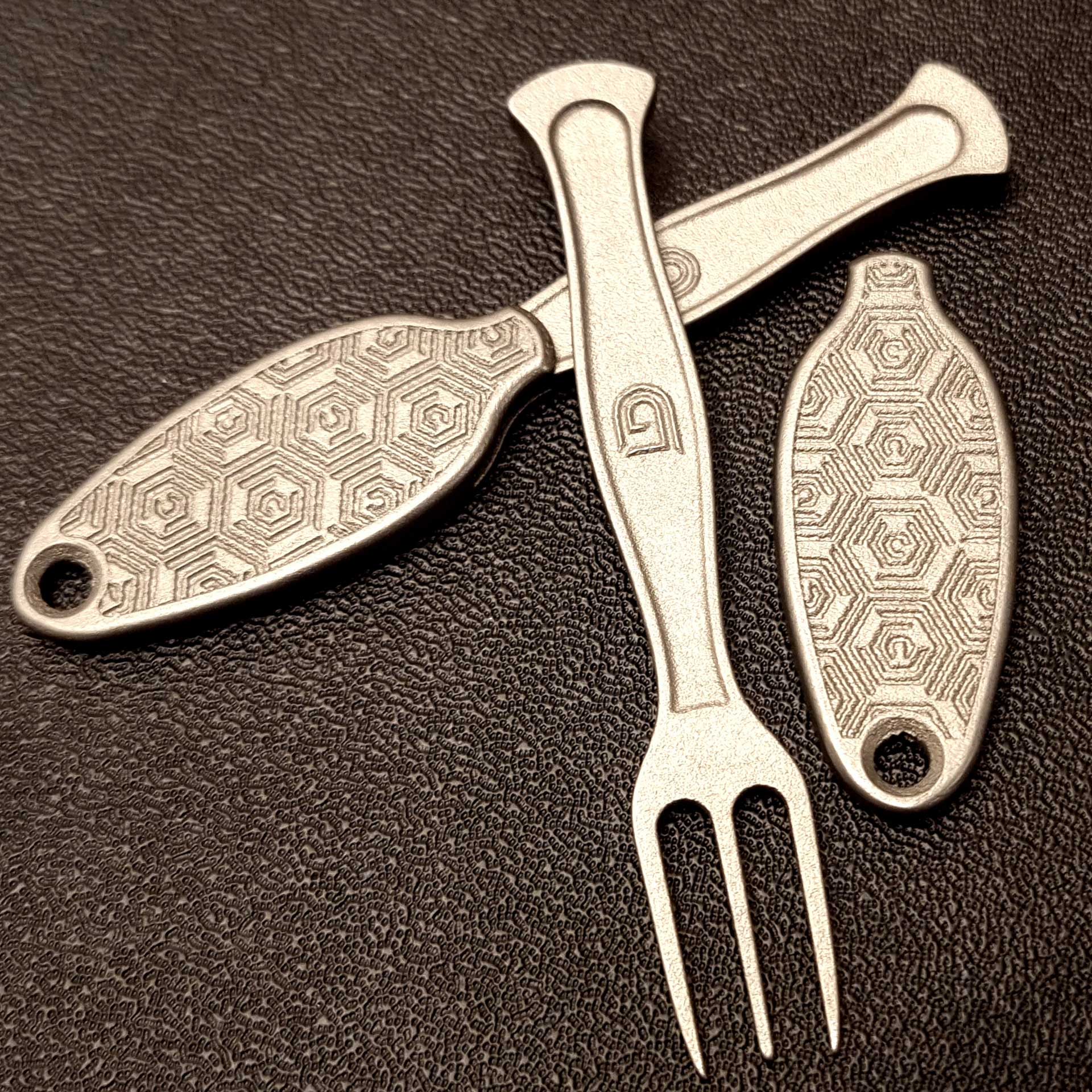 Titanium French Fry Fork "Classic" as a keyring